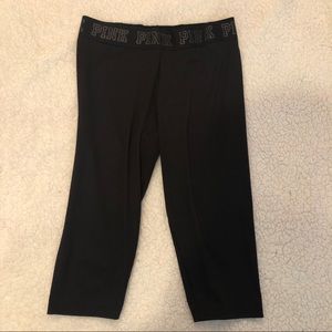 Victoria’s Secret pink calf length black leggings